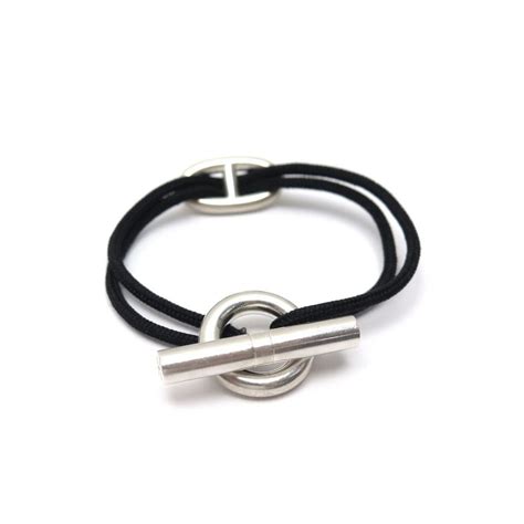 bracelet hermes femme noir argent|bracelet hermes argent et cordon.